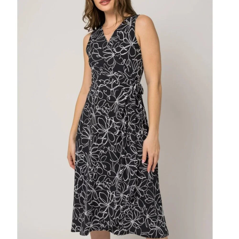 Laundry By Shelli Segal Black and White Floral Dress - Picture 1 of 7